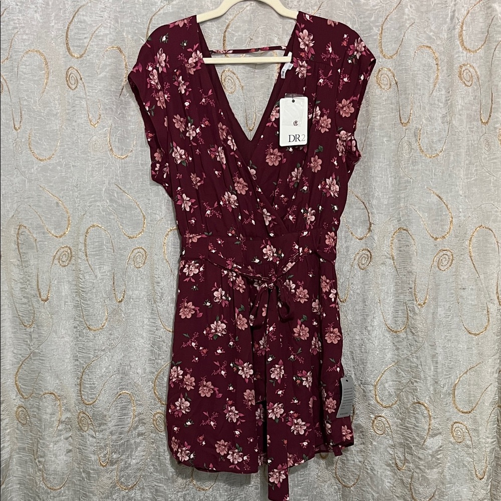 DR2 Burgundy Floral Wrap Dress